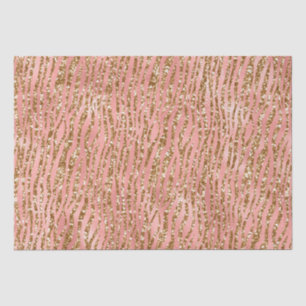 Rosa und Gold Glitter Glam Tiger Streifen Muster Seidenpapier