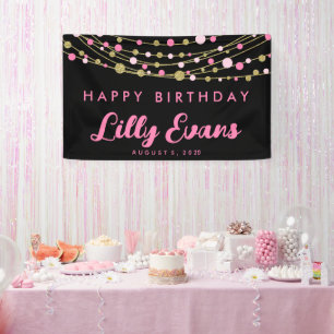 Rosa und Gold Glitter Glücklicher Geburtstag 30. 4 Banner