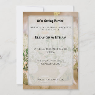 Rosa und Gold Glitter Rustikale Elegante Hochzeit  Einladung