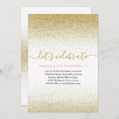 Rosa und Gold Glitzer 1. Geburtstag Einladung 19. (Vorne/Hinten)