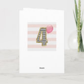 Rosa und Gold Glitzer 4. Geburtstag Karte (Rückseite)