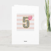 Rosa und Gold Glitzer 5th Birthday Girl Karte (Rückseite)