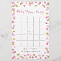 Rosa und Gold Glitzer Baby Showroom Bingo Game