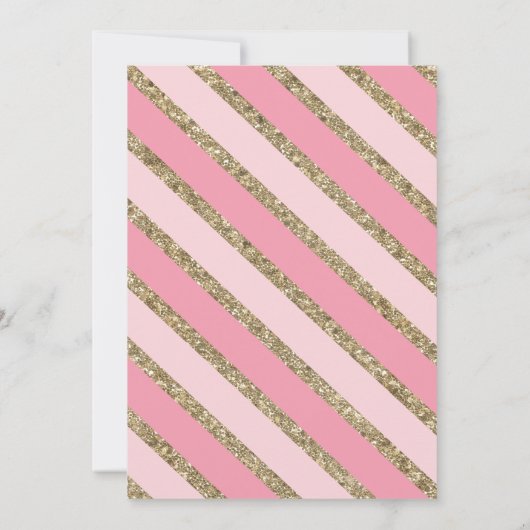 Rosa und Gold Glitzer Banner Überraschung Party Einladung (Rückseite)