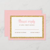 Rosa und Gold Glitzer Bat Mitzvah Antwort (Vorne/Hinten)