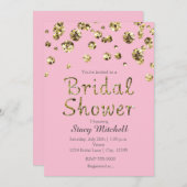Rosa und Gold Glitzer Bridal Dusche Einladung (Vorne/Hinten)