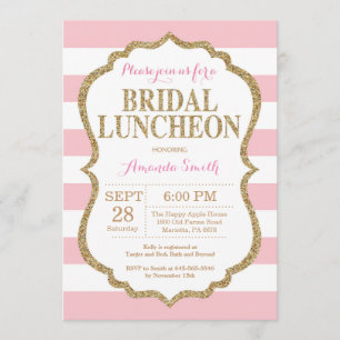 Rosa und Gold Glitzer Bridal Luncheon Einladung