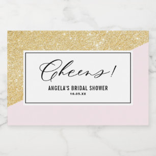Rosa und Gold Glitzer Cheers Brautparty Schaumweinetikett