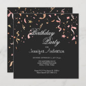 Rosa und Gold Glitzer Confetti auf der schwarzen E (Vorne/Hinten)