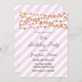 Rosa und Gold Glitzer Geburtstagsfeier Einladung (Vorne/Hinten)