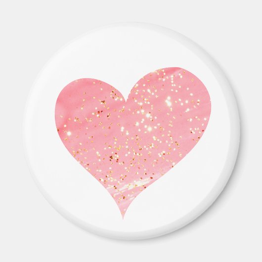 Rosa und Gold Glitzer Herzmagazin Magnet (Vorne)