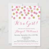 Rosa und Gold Glitzer Kinderdusche Einladungen (Vorderseite)