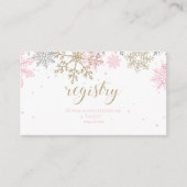 Rosa und Gold Glitzer Snowflake Baby Registry Begleitkarte (Vorderseite)