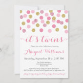 Rosa und Gold Glitzer Twins Kinderdusche Einladung (Vorderseite)