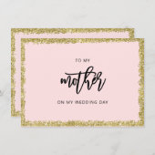 Rosa und Gold Glitzer Zu meiner Mutter Hochzeitska Einladung (Vorne/Hinten)