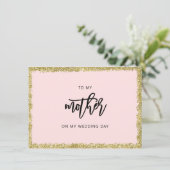 Rosa und Gold Glitzer Zu meiner Mutter Hochzeitska Einladung (Stehend Vorderseite)