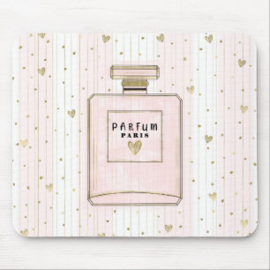 Rosa und Gold Hearts Paris Parfum Chic Mode Mousepad