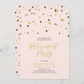 Rosa und Gold | Hexagon Confetti Retirement Party Einladung (Vorne/Hinten)