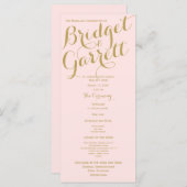 Rosa und Gold Hochzeitsprogramm Programm (Vorne/Hinten)