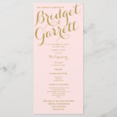 Rosa und Gold Hochzeitsprogramm Programm (Vorderseite)