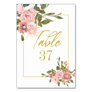 Rosa und Gold Hochzeitstisch Nummer mit floralem H Tischnummer