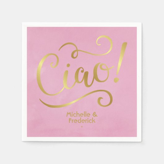 Rosa und Gold Italienisch Serviette (Vorderseite)