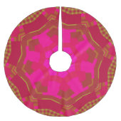 Rosa und Gold Kaleidoskop Polyester Weihnachtsbaumdecke (Vorderseite)
