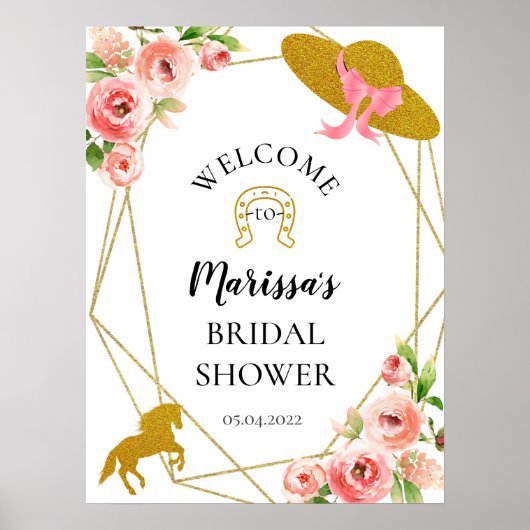 Rosa und Gold Kentucky Derby Begrüßungszeichen Poster (Vorne)
