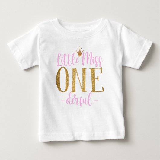 Rosa und Gold Kleine Miss One Derful Baby T - Shir Baby T-shirt (Vorderseite)