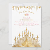 Rosa und Gold Kleine Prinzessin 1. Geburtstag Einladung (Vorderseite)