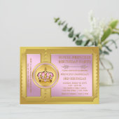 Rosa und Gold Königliche Prinzessin Geburtstagspar Einladung (Stehend Vorderseite)