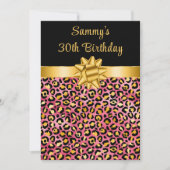 Rosa und Gold Leopard Print Birthday Party Einladung (Vorderseite)