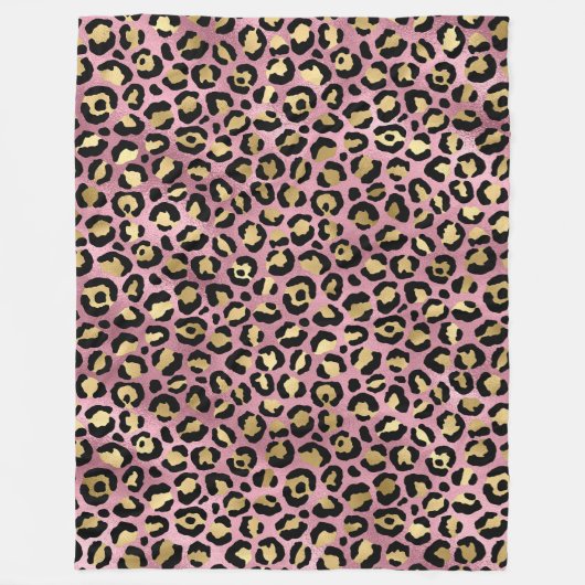 Rosa und Gold Leopardenprint Fleecedecke (Vorderseite)