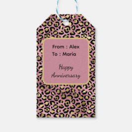 Rosa und Gold Leopardenprint Geschenkanhänger