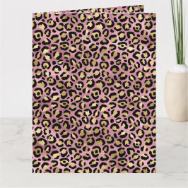 Rosa und Gold Leopardenprint Karte