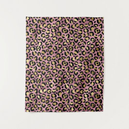 Rosa und Gold Leopardenprint Wandteppich