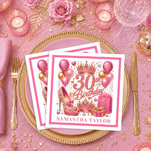 Rosa und Gold Luxus Glitter 30. Geburtstag Serviet Serviette