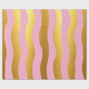 Rosa und Gold Luxus Moderne Streifen Geschenkpapier