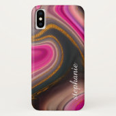 Rosa und Gold Marmor Monogramm Case-Mate iPhone Hülle (Rückseite)