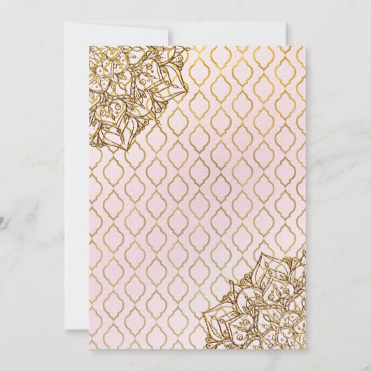 Rosa und Gold marokkanisches Brautparty für arabis Einladung (Rückseite)