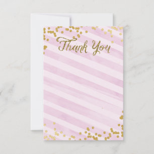 Rosa und Gold Metallische Sprinkle Danke Karte