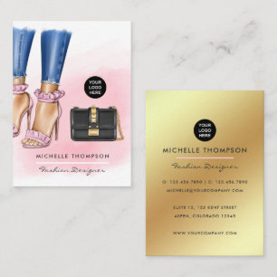 Rosa und Gold Mode Geschäftskarte Visitenkarte