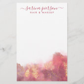 Rosa und Gold Moderne Kunst Flüssige Aquarellfarbe Briefpapier (Rückseite)