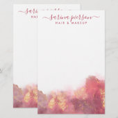 Rosa und Gold Moderne Kunst Flüssige Aquarellfarbe Briefpapier (Vorne/Hinten)