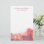 Rosa und Gold Moderne Kunst Flüssige Aquarellfarbe Briefpapier (Stehend Vorderseite)