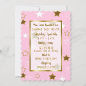 Rosa und Gold Moon and Stars Kinderdusche lädt ein Einladung (Rückseite)