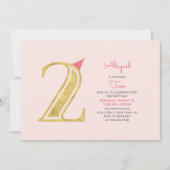 Rosa und Gold | Niedlich Modernes Mädchen 2. Gebur Einladung (Vorderseite)