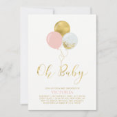Rosa und Gold | Oh Baby Girl Baby Dusche Einladung (Vorderseite)
