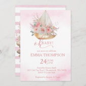 Rosa und Gold Oh nautisches Baby Einladung (Vorne/Hinten)