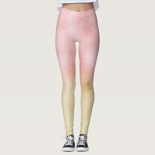 Rosa und Gold Ombre Foil Leggings (Vorderseite)
